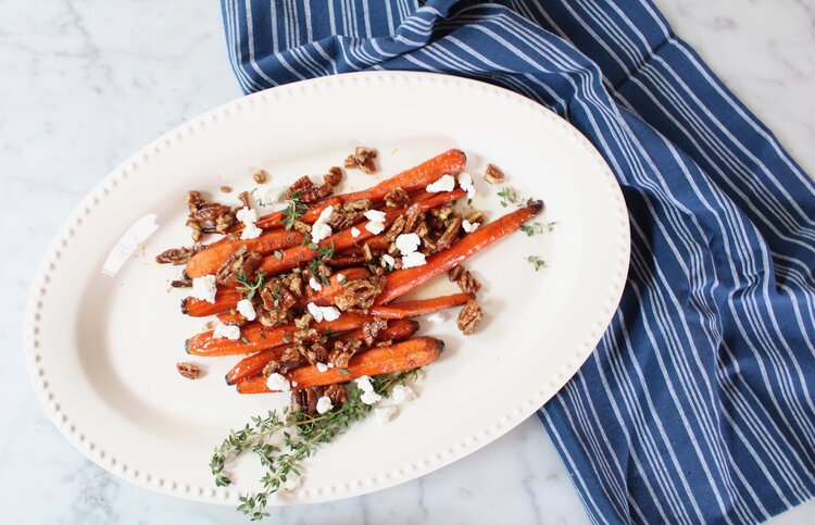 Roasted Carrots w Candied Pecans and Goat Cheese